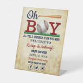 Vintage Baseball Boys Babydusche Willkommen Sockelschild (Vorderseite)