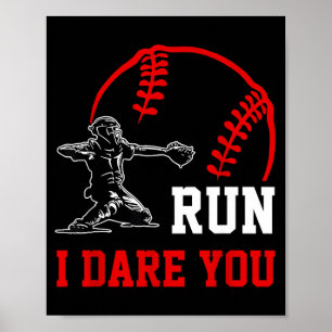 Vintage Baseball Catcher lustige Jungen lauf vorau Poster