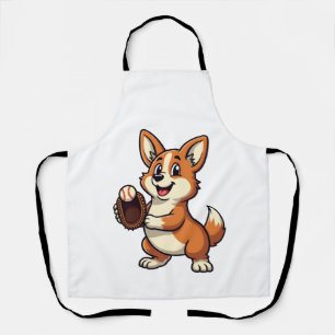 Vintage-Baseball-Corgi-Hund-Catcher-Cartoon-Vektor Schürze