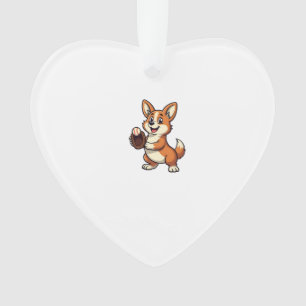 Vintage-Baseball-Corgi-Hundefänger-Cartoon-Vektor Ornament