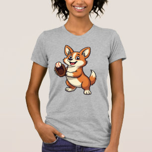 Vintage-Baseball-Corgi-Hundefänger-Cartoon-Vektor T-Shirt