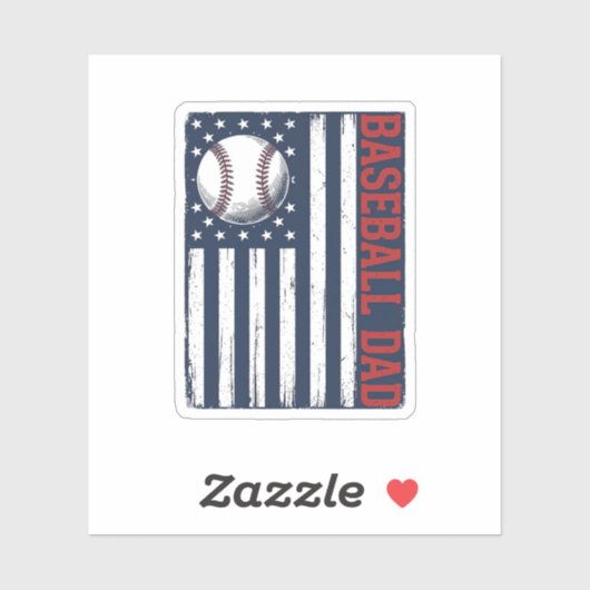 Vintage Baseball Dad Flag Shirt Design_1 Aufkleber (Blatt)