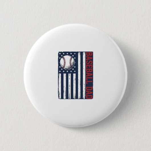 Vintage Baseball Dad Flag Shirt Design_1 Button (Vorderseite)