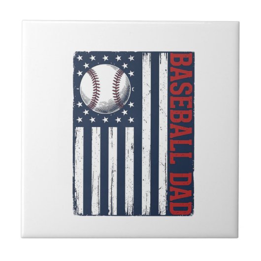 Vintage Baseball Dad Flag Shirt Design_1 Fliese (Vorderseite)