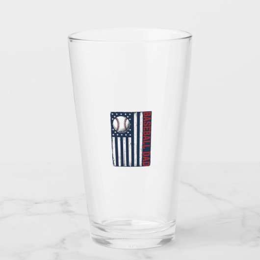 Vintage Baseball Dad Flag Shirt Design_1 Glas (Vorderseite)
