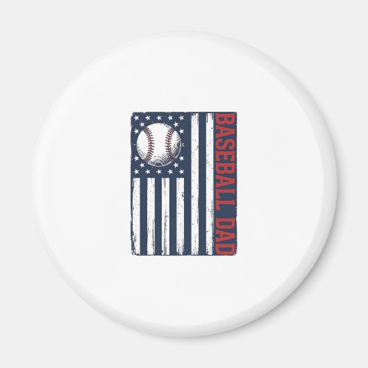 Vintage Baseball Dad Flag Shirt Design_1 Magnet (Vorne)