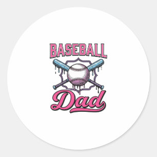 Vintage Baseball Dad Gravur T-Shirt Design (2)_ Runder Aufkleber