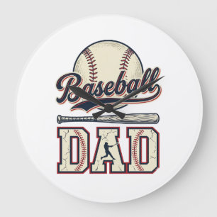 Vintage Baseball Dad Vektor-Shirt-Design_1 Große Wanduhr