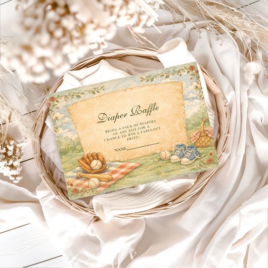 Vintage Baseball Diapper Raffle Begleitkarte