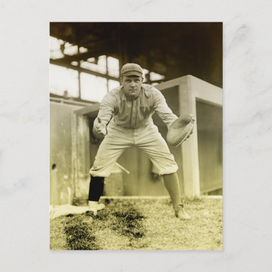 Vintage Baseball-Fänger Postkarte (Vorderseite)