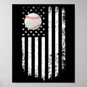 Vintage Baseball Game Day American Flag For Vater  Poster