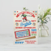 Vintage Baseball-Geburtstagsfeier Einladung (Stehend Vorderseite)