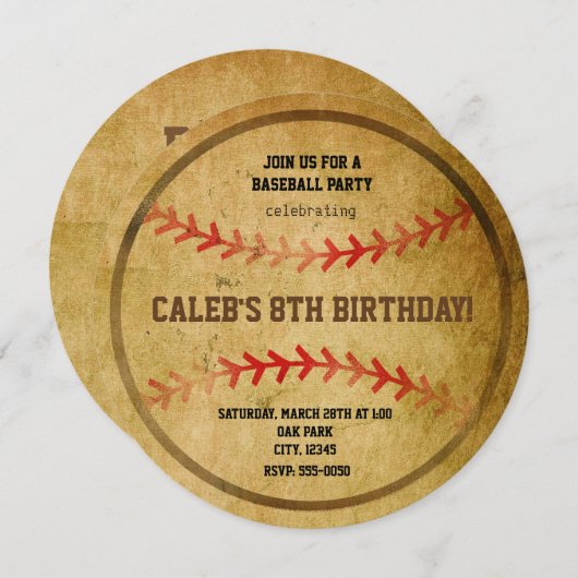 Vintage Baseball Geburtstagsparty Einladung (Vorne/Hinten)