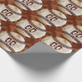 Vintage-Baseball-Geschenkpapier NUMMER oder Monogr Geschenkpapier (Ecke)
