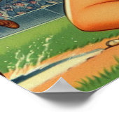 Vintage Baseball-Girls-Illustration Poster (Ecke)