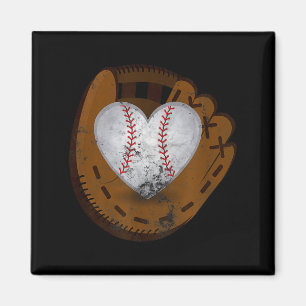 Vintage-Baseball-Herz-Shirt Lustiger Valentinstag Magnet