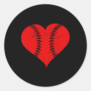 Vintage Baseball Herz Valentinstag Jungen Mädchen  Runder Aufkleber