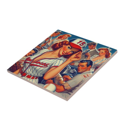 Vintage Baseball-Illustration Fliese (Seite)