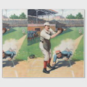 Vintage Baseball-Illustration Geschenkpapier (Flach)