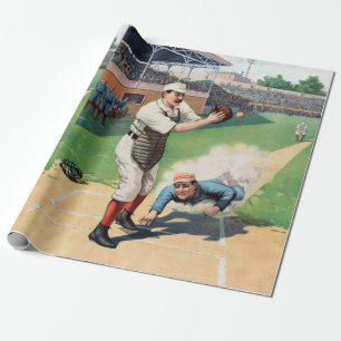 Vintage Baseball-Illustration Geschenkpapier