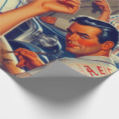 Vintage Baseball-Illustration Geschenkpapier (Ecke)