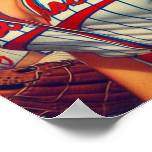 Vintage Baseball-Illustration Poster (Ecke)