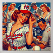 Vintage Baseball-Illustration Poster (Vorne)