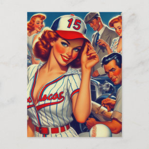 Vintage Baseball-Illustration Postkarte