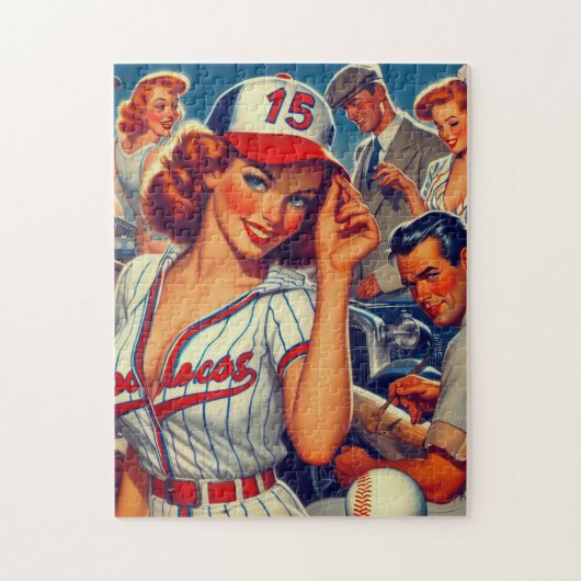 Vintage Baseball-Illustration Puzzle (Vertikal)
