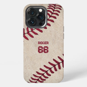 Vintage Baseball Initialen Rustikaler Name Nummer iPhone 13 Pro Hülle