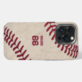 Vintage Baseball Initialen Rustikaler Name Nummer iPhone Hülle (Rückseite (Horizontal))