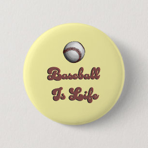 Vintage Baseball Ist Leben Retro Schrift Athletisc Button