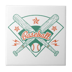 Vintage-Baseball-Keramikfliese. Retro-Baseballschl Fliese