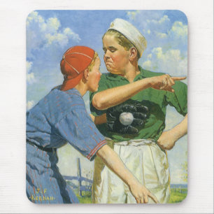 Vintage Baseball, Kinder, Jungen beim Sport Mousepad