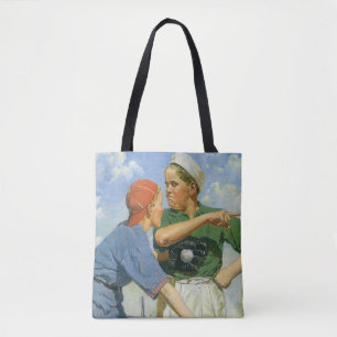 Vintage-Baseball, Kinder, Jungen beim Sport Tasche
