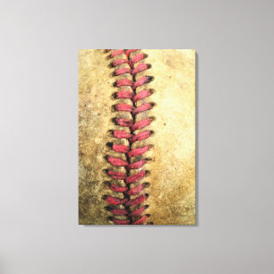 Vintage Baseball-Kunst - gealtertes Leder und rote Leinwanddruck