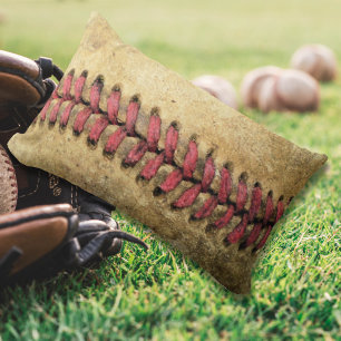 Vintage Baseball-Kunst - gealtertes Leder und rote Lendenkissen