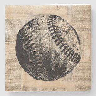 Vintage-Baseball-Kunstillustration im Zeitungsstil Steinuntersetzer