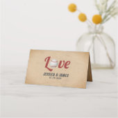 Vintage Baseball-Liebe-Sportveranstaltung Platzkarte (Rückseite)