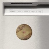 Vintage-Baseball mit Monogramm Magnet (In Situ (Geschirrspüler))