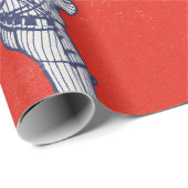 Vintage-Baseball-Muster Geschenkpapier (Rolleneckpunkt)