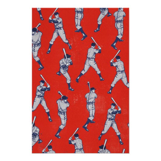 Vintage-Baseball-Muster Poster (Vorderseite)