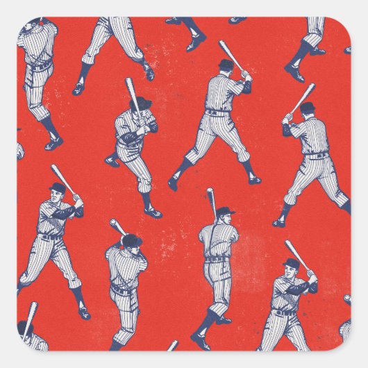 Vintage-Baseball-Muster Quadratischer Aufkleber (Vorderseite)