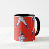 Vintage-Baseball-Muster Tasse (VorderseiteRechts)