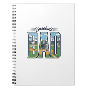 Vintage Baseball Papa graviertes Buchstaben-Shirt- Notizblock