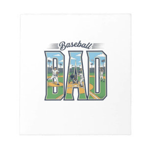 Vintage Baseball Papa graviertes Buchstaben-Shirt- Notizblock
