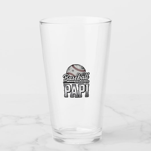 Vintage Baseball Papi abgenutztes Dad-Shirt-Design Glas (Vorderseite)