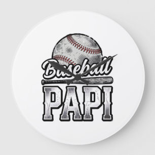Vintage Baseball Papi abgenutztes Dad-Shirt-Design Große Wanduhr