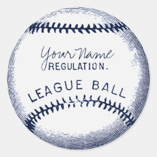 Vintage-Baseball, personalisierter Ball Runder Aufkleber