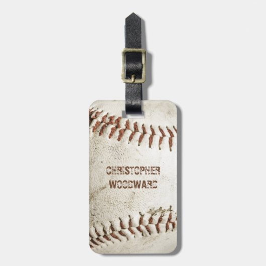 Vintage-Baseball-Personalized Gepäckanhänger (Vorderseite vertikal)